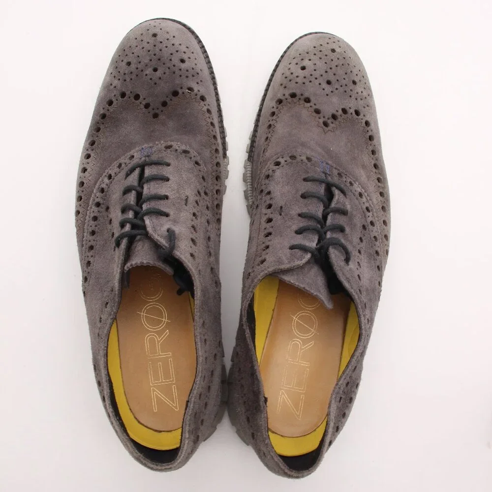 Cole Haan Zerogrand Wingtip Oxfords Men's 11 M Gray Suede Casual Shoes C20131